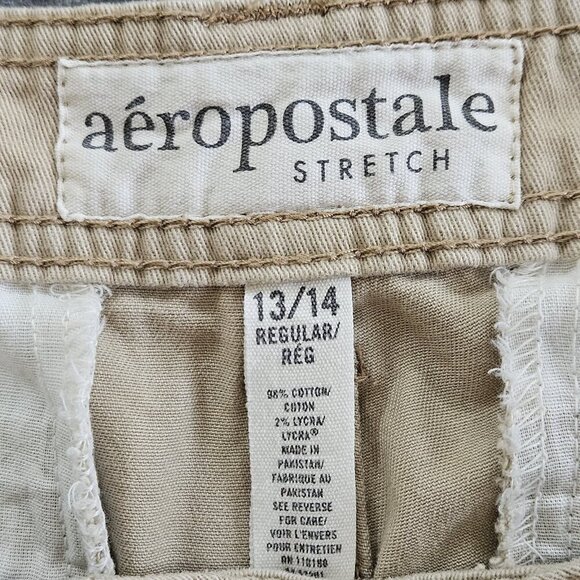 Aeropostale Pants Womens 13/14R Beige Cotton Pockets Flared Stretch Y2K Grunge - Picture 3 of 16
